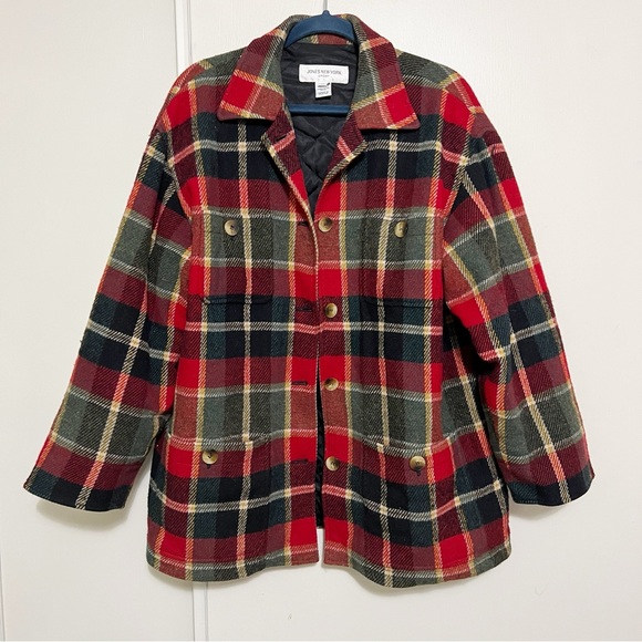 Vintage Jackets & Blazers - Vintage Wool Plaid Oversized Jacket M